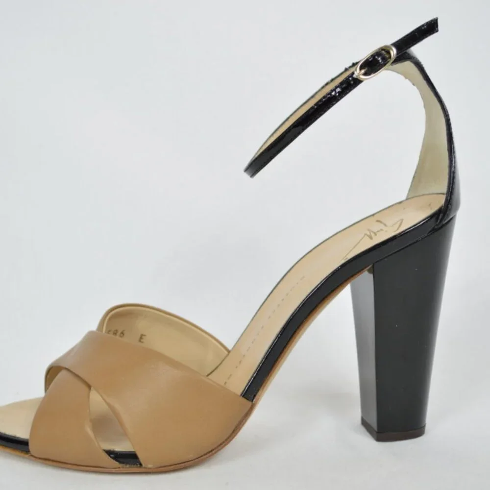 NIB Giuseppe Zanotti Tan Leather Ankle Strap Sandals Size Euro 39/US 8.5 Italy